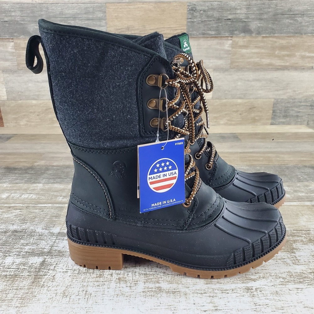 Kamik Sienna 2 Womens Winter Duck Boots Sz 6 M Black Rubber Lace-Up Comfort
